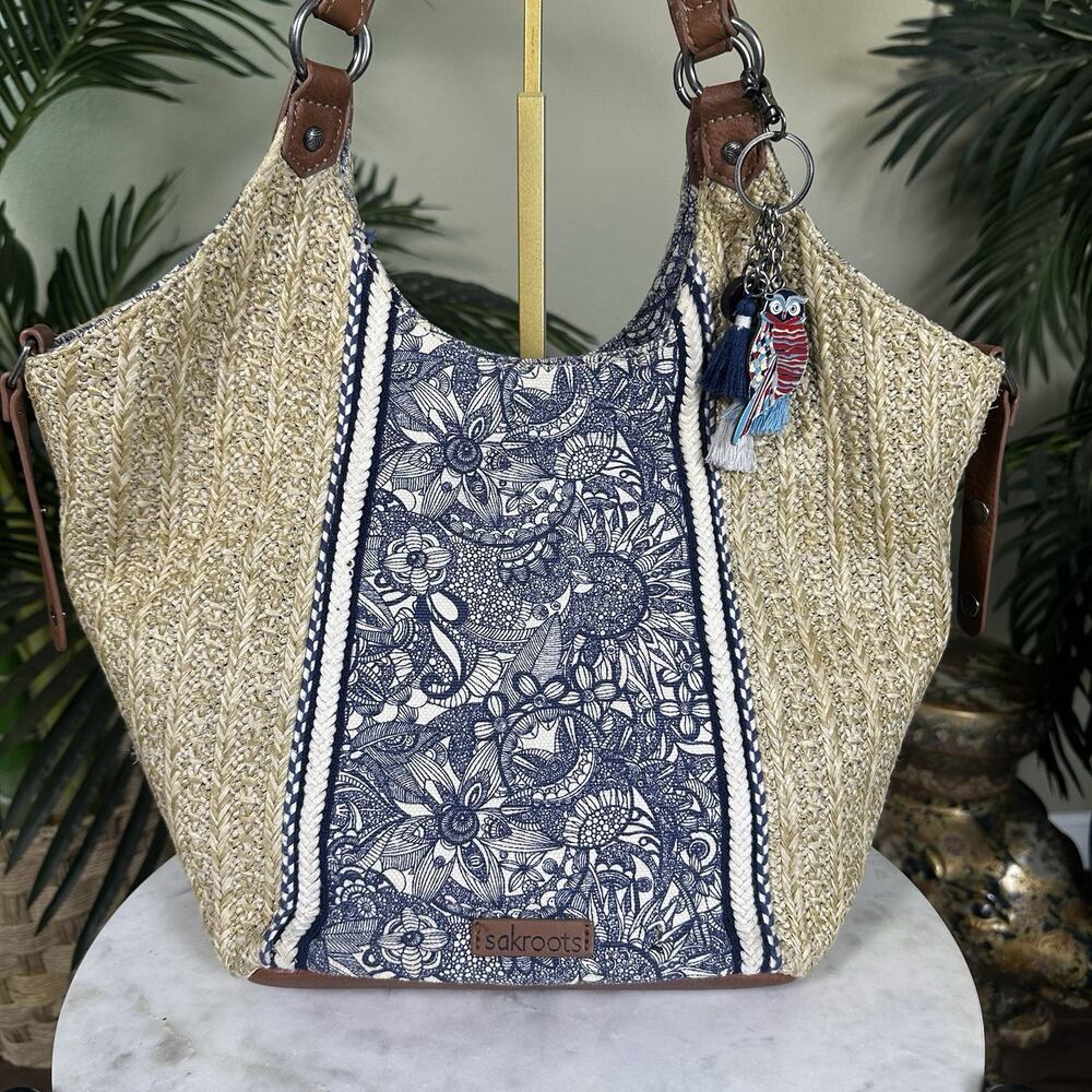 Sak roots Tote Hobo Bucket Large, Corton, Jute Boho Hippie - Picture 3 of 16